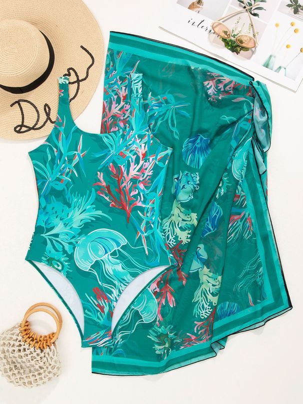 Women’s Clothing new printed bikini three piece swimsuit for women sexy backless triangle lace up swimsuit_ecoleips.com