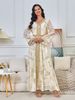 Women's Clothing Modest Abaya Dress Plus Size Modest Abaya Dress – Elegant Long Sleeve Dubai-Style Kaftan With Gilded Buttons & Flared Hem (White)_ecoleips.com