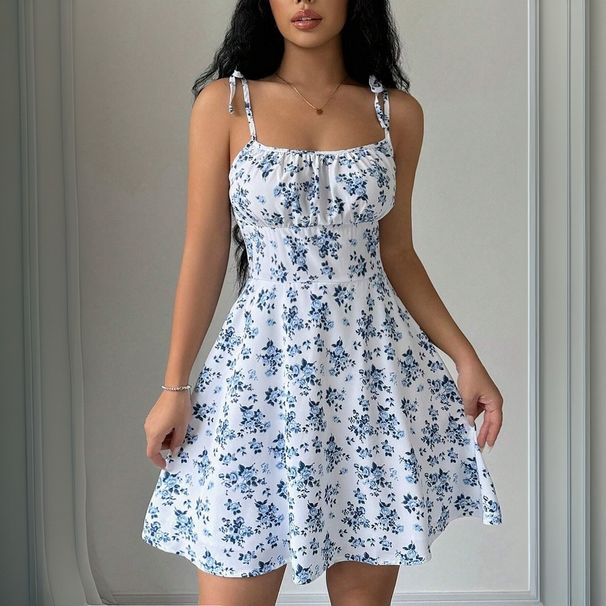 2026 Summer New Cross-Border European And American Women's Fashion Hot-Selling Floral Strap Square Neck Gentle Style_ecoleips.com
