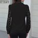 Elegant Long Sleeve Lace Blouse For Women – Stylish Office & Casual Button-Up Shirt With Floral Collar (White/Black, S-Xxl)_ecoleips.com