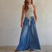 Women's Wide Leg Pants With Drawstring Elastic Waist New Washed Denim Jeans From Collection_ecoleips.com