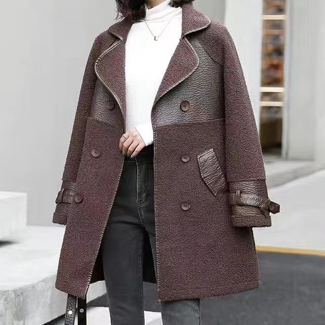 Luxury Velvet & Fur Trimmed Winter Jacket For Women – Oversized Lapel Coat, Thickened Loose Fit Plus Size Outerwear_ecoleips.com