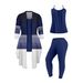 Milk Silk Women's Three Piece Set Striped Color Blocked Irregular Cardigan Camisole Pants Cross Border Exclusive Europe & America_ecoleips.com
