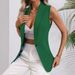 Women's Sleeveless Round Neck Single Button Jacket , Lightweight Polyester, Casual & Sexy_ecoleips.com