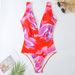 Deep V Neck Swimsuit Dress Set – Floral Chiffon Cover-Up & One-Piece Bathing Suit For Women (S-XL, Quick-Dry Polyester, Beach To Bar)_ecoleips.com