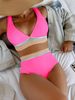 Women's Clothing Swimsuit Two Piece High Waisted Straps Solid Color Special Fabric Popular Online Bikini_ecoleips.com