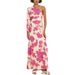 European And American 2025 New Rose Print Satin Dress Female Oblique Shoulder Temperament Long Skirt_ecoleips.com