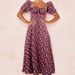 2026 Spring New European American Women's Dress: Elegant And Sexy Square Neck Tie-Waist Floral Print Slit Dress_ecoleips.com