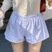 Women's Clothing Summer Women's New BM Hot Girl Low Waist Blue Striped Lace Stitching Button Home Beach Shorts_ecoleips.com