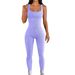 Women's Clothing Women's Slimming Ribbed Square Neck Bodysuit Hip Lifting Sexy Yoga Sports Jumpsuit For Spring/Summer Style_ecoleips.com