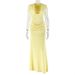 Elegant Bodycon Women's Dress V-Neck Sleeveless High-Slit Ruffle Hem Stretchy Polyester Spandex Trendy Fashion for Ladies_ecoleips.com