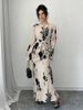 Women's Clothing Women's Autumn and Winter Elegant Pleated Fabric Trumpet Long Sleeve Dress_ecoleips.com