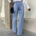 Women's Clothing Vintage Wash Denim Jeans For Women – Multi-Button Detail Straight Leg (S-XXL)_ecoleips.com