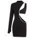 YD090 European American Style Party Bodycon Mini Skirt, Sexy Slim-fit One-shoulder Design With Hollow-out And Rhinestone_ecoleips.com