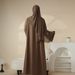Muslim Olive Branch Embroidery Women's Long Robe Set With Headscarf And Belt Loose Casual Clothing_ecoleips.com