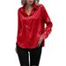 Women's Clothing Satin Shirt Women's Satin Silk Long Sleeved Shirt New_ecoleips.com
