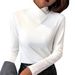 Luxury Brushed Milk Silk T-Shirt - Semi-Turtle Neck Long Sleeve Base Layer For Women, Elegant & Versatile Layering Staple (White, S-XXL)_ecoleips.com