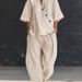 Women's Casual Two-Piece Set – V-Neck Relaxed Tee & High-Waist Wide Leg Pants | Solid Color Loungewear (Pink/Black/Chartreuse/Beige/Khaki/Light Blue)_ecoleips.com