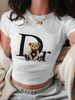 Women's Clothing BEAR Women's "D" Graphic T-Shirt Long Sleeve Crew Neck Short Sleeve Fashion Streetwear Casual Cotton Top_ecoleips.com
