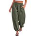 2026 Women Balloon Loose Long Pants, Elastic Waist Wide Leg Pleated Harem Pants Casual Stylish Lantern Trousers_ecoleips.com