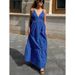 Spring/Summer V-Neckline Backless Strapless Dress With Stylish A-Line Silhouette, Long Dress For Women_ecoleips.com