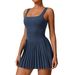 Women’s Clothing Two Piece Tennis Skirt Bottoming Anti Exposure Fitness Pocket Pleated Skirt Sports Dress_ecoleips.com