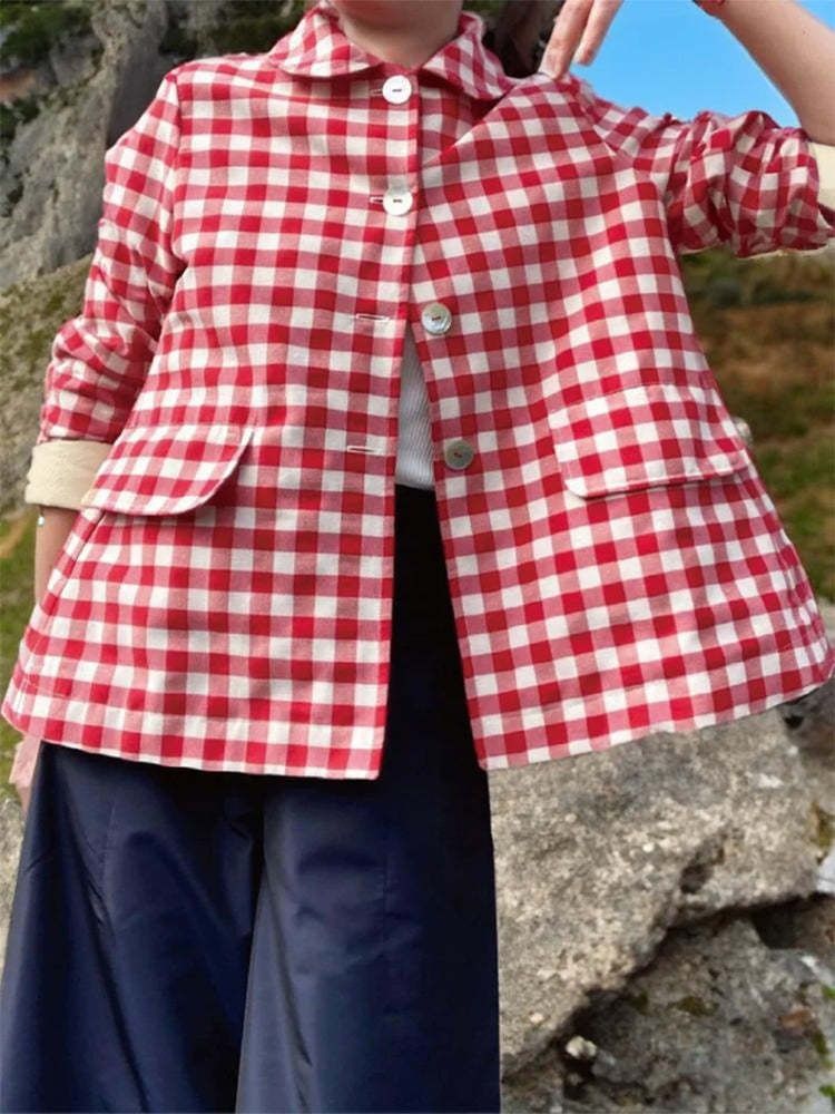 Women's Clothing Plaid Short Jacket Casual Fashion American Style Lightweight Outerwear 2026_ecoleips.com