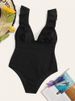 Women's Clothing One Piece Ruffle Swimsuit Solid Color Multicolor Swimsuit Three Dimensional Striped Sexy_ecoleips.com