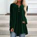 2026 European American Women's Fashion Autumn New V-neck Buttoned Velvet Long-sleeve Shirt With Chest Pleats And_ecoleips.com