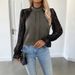 Elegant Mock Neck Lace Blouse – Versatile Long Sleeve Top With Flared Cuffs (S-XL, Black/Army Green/Charcoal, Office-to-Evening Essential)_ecoleips.com