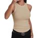Women's Tight-fitting Running Vest, Pullover Racerback Fitness Yoga Top, Sleeveless Sports Vest_ecoleips.com