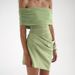 Fashion Off-Shoulder Mesh Hollow out Pleated Waist Short Dress for Women European And American Style Spring/Summer New Arrival_ecoleips.com