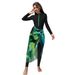 Muslim Swimsuit Conservative Long Sleeve Thermal Spring Swimsuit Women's One Piece Swimwear With Skirt Zipper Design Fashionable_ecoleips.com