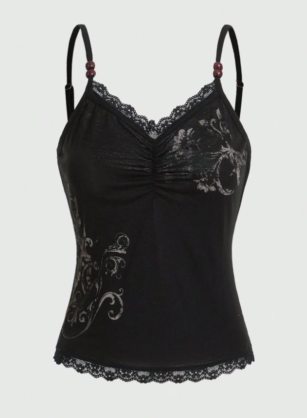 European American Style Women's Camisole Lace Trim Leopard Print Color Block Patchwork Slim Vest Y2K Sexy Hot Girl Inner Layer Top_ecoleips.com