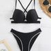 Verve Color-Block Hard Cup Bikini Waist-Slimming High-End Two-Piece Nylon Swimsuit For Women_ecoleips.com