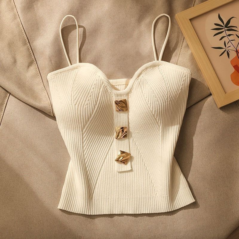 Sleeveless Backless Camisole Top Knitted Strapless Design New Plus Size Tank_ecoleips.com