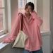 Autumn/Winter Letter Embroidery Style Oversized Loose-Fitting Mid-Length Zippered Hooded Jacket With Standing Collar And_ecoleips.com