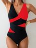 Women's Clothing Color Matching Cross Straps One Piece Bikini Swimsuit_ecoleips.com
