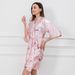 2020 Summer Silk Cross-Border Crane Print Short Pajamas Women's Bathrobe Morning Robe_ecoleips.com