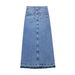 Women's Clothing Women's High Waist Slit Design Denim Skirt Long Skirt_ecoleips.com
