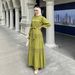 Women's Lantern Sleeve Long Dress with Lace Trim And Ruffled Collar Available in Malaysia And Indonesia_ecoleips.com