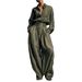 Unisex Oversized Shirt & Pants Set – 90s Vintage Workwear Style (S-XL, Army Green)_ecoleips.com
