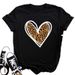 Cross-border Plus-size Loose-fitting Fashionable New Leopard Heart Print Short-sleeve T-shirt For Women_ecoleips.com