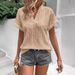 Aria Basics Aria Basics 2025 European And American Cross-Border Summer New Casual Women's Jacquard V-Neck Loose Short Sleeve Shirt_ecoleips.com
