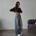 American Retro Hot Girl High Waist Straight Floor Length Trousers With Tattered Back Design Slim Jeans For Women In Four Seasons_ecoleips.com