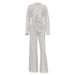 Women's Two Piece Set Collared Long Sleeved White Shirt With Cutouts Wide Leg Pants_ecoleips.com