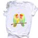European And American Cross-border Foreign Trade Clothing, Parrot Pattern Round-neck Printed Women's Short-sleeve_ecoleips.com