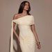 Women's Off-Shoulder Irregular Long Dress American Slim Fit Pleated Summer Dress Best Selling_ecoleips.com
