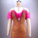 Women's Clothing Deep V Neck Bright Pink Nail Diamond Unique One Shoulder Design High Waist Slimming Party Dress_ecoleips.com