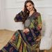 Directly Supplied By The Manufacturer, Yiduoduo's New Cross-border Middle Eastern Printed V-neck Dress, Women's Elegant_ecoleips.com